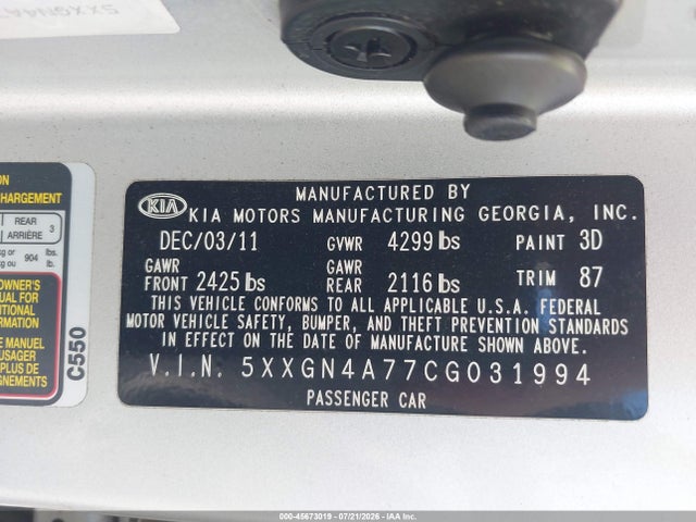 2012 KIA OPTIMA EX 照片 9