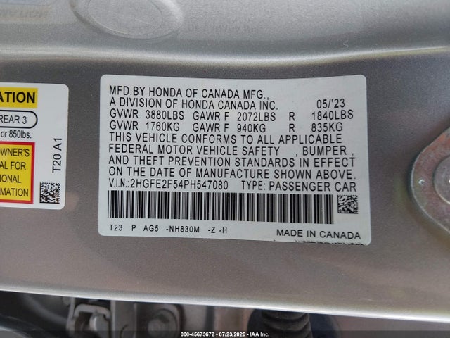 2023 HONDA CIVIC SPORT 9