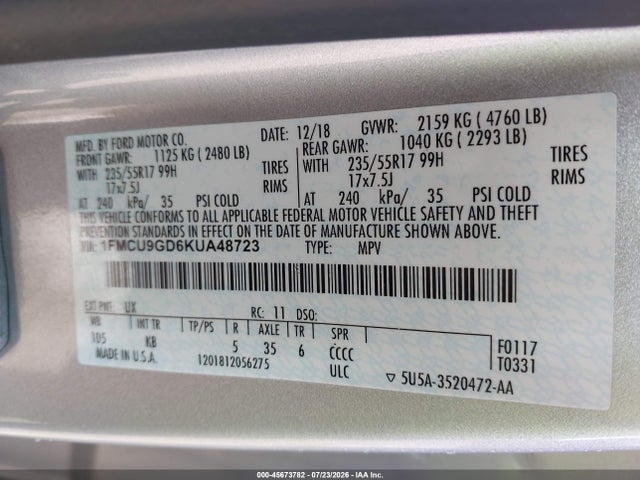 2019 FORD ESCAPE SE 9