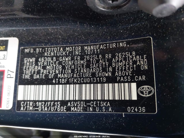 صورة 9 لـ 2012 Toyota CAMRY SE