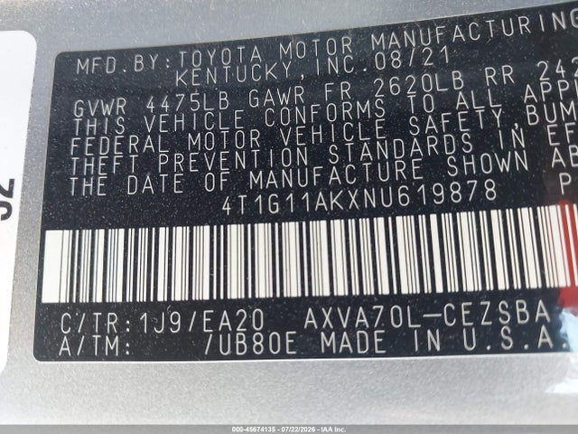 2022 TOYOTA CAMRY SE 9