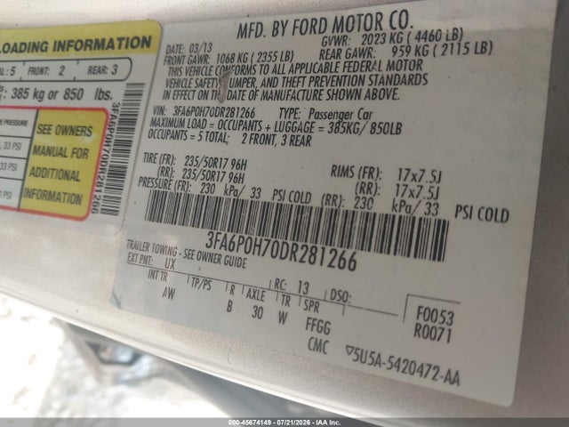 صورة 9 لـ 2013 FORD FUSION SE