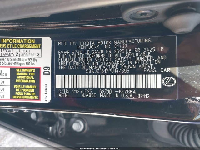 2023 LEXUS ES 350 F SPORT HANDLING 9