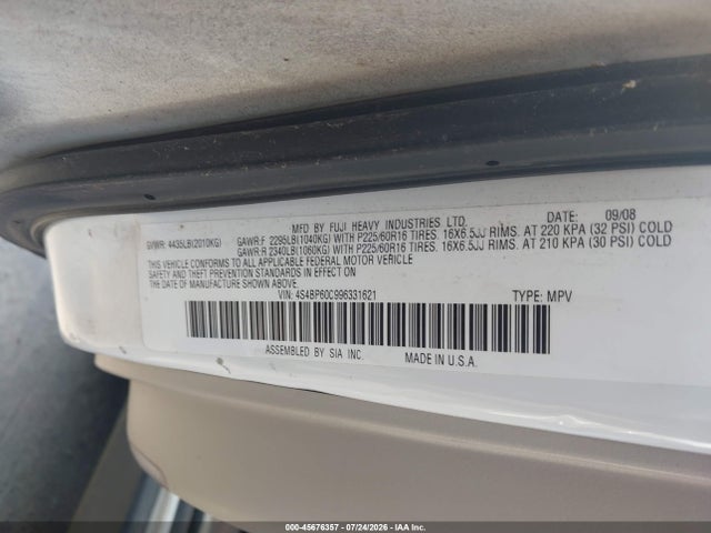 2009 Subaru OUTBACK 2.5I — фото 9