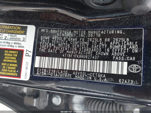 2017 TOYOTA CAMRY XLE 9