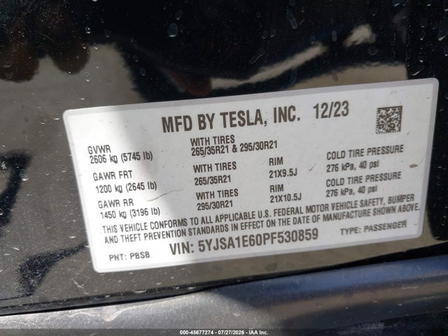 2023 TESLA MODEL S PLAID TRI MOTOR ALL-WHEEL DRIVE 9