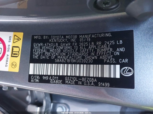 2019 LEXUS ES 350 9