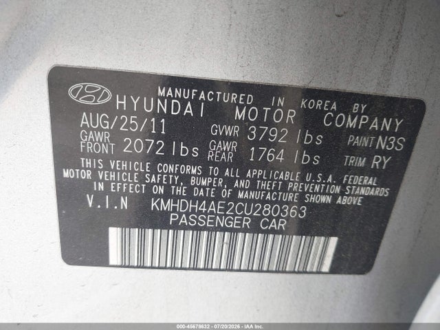2012 Hyundai ELANTRA LIMITED (ULSAN PLANT) 照片 9