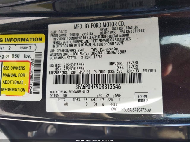 2013 FORD FUSION SE — фото 9