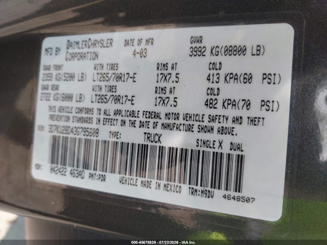 2003 Dodge RAM 2500 SLT/LARAMIE/ST — фото 9