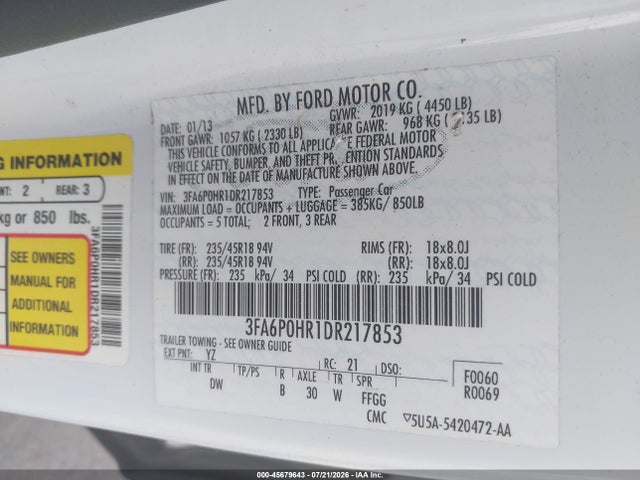 2013 FORD FUSION SE — фото 9