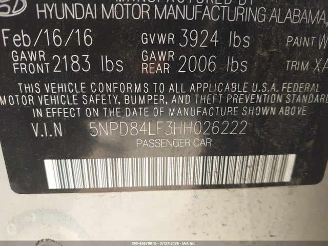 2017 HYUNDAI ELANTRA SE 9
