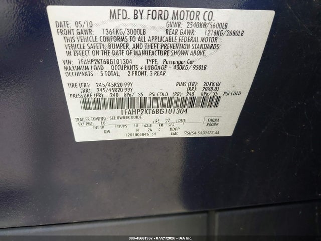 صورة 9 لـ 2011 FORD TAURUS SHO