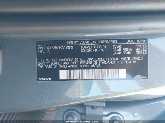 2019 VOLVO S60 T6 MOMENTUM 9