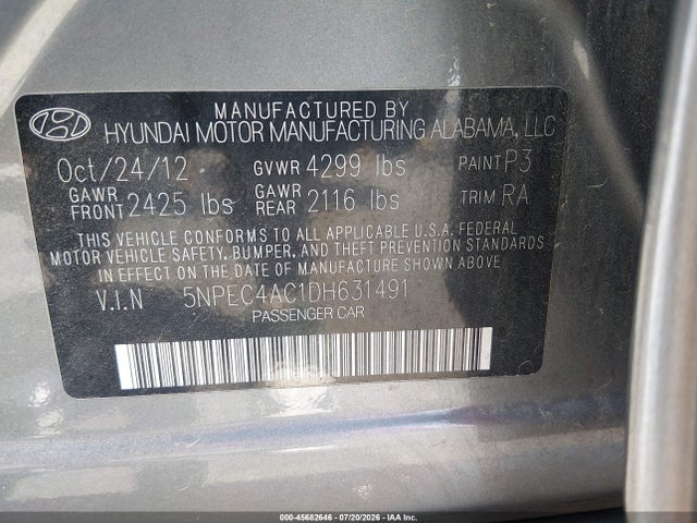 2013 Hyundai SONATA SE 照片 9