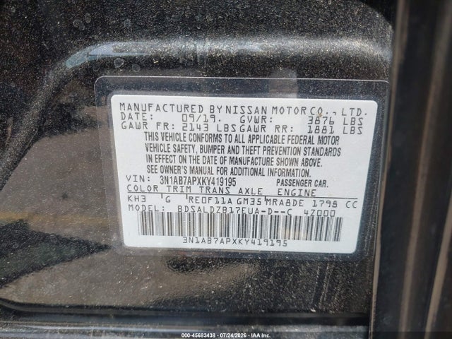 2019 NISSAN SENTRA SV 9