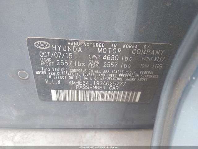 2016 Hyundai SONATA HYBRID LIMITED — фото 9