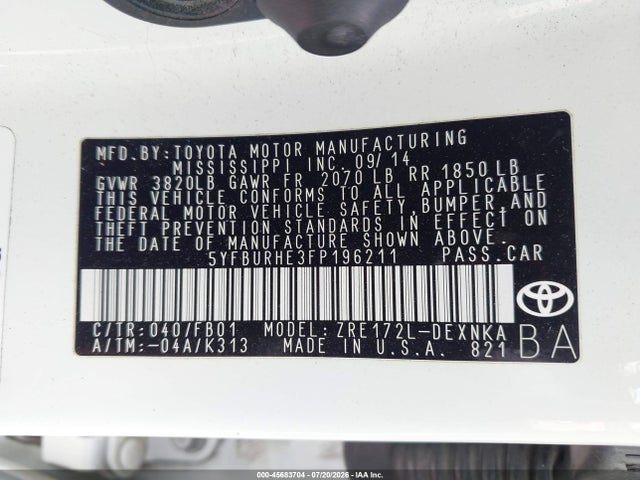 صورة 9 لـ 2015 Toyota COROLLA LE PLUS