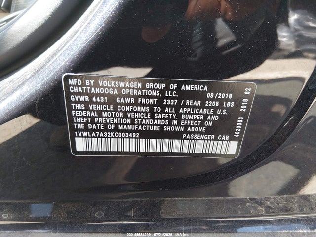 2019 VOLKSWAGEN PASSAT 2.0T WOLFSBURG EDITION 9