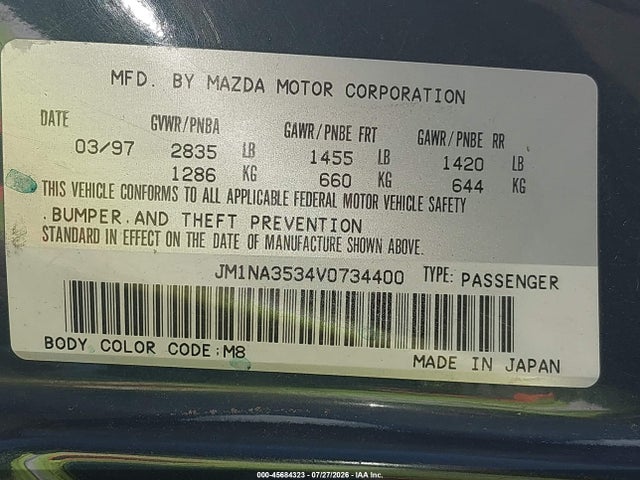 صورة 9 لـ 1997 Mazda MX-5 MIATA LEATHER PKG/M EDITION/POPULAR EQUIPMENT