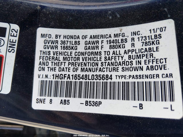2008 Honda CIVIC LX 照片 9