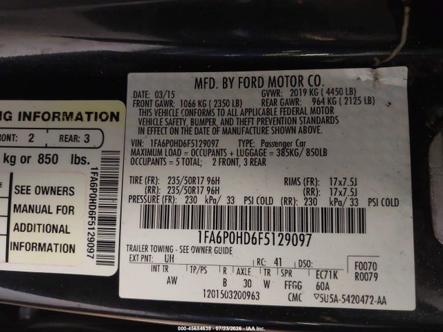 2015 FORD FUSION SE — фото 9