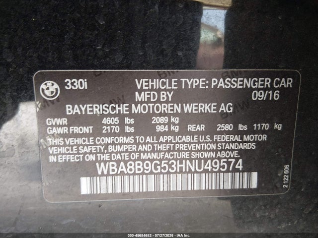 2017 BMW 3 SERIES 330I 照片 9