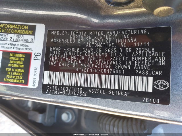 2012 Toyota CAMRY LE 照片 9