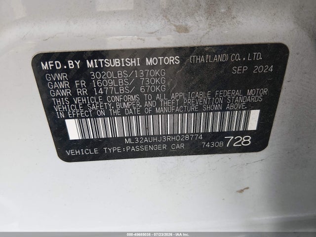 صورة 9 لـ 2024 Mitsubishi MIRAGE ES/LE