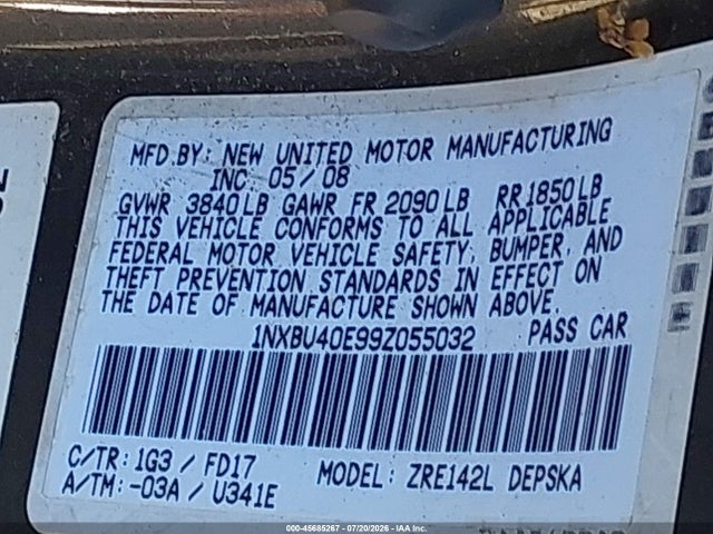 2009 Toyota COROLLA S 照片 9