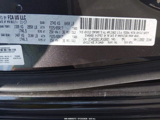 2018 DODGE GRAND CARAVAN SE 9