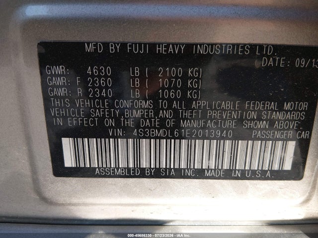 2014 Subaru LEGACY 3.6R LIMITED — фото 9