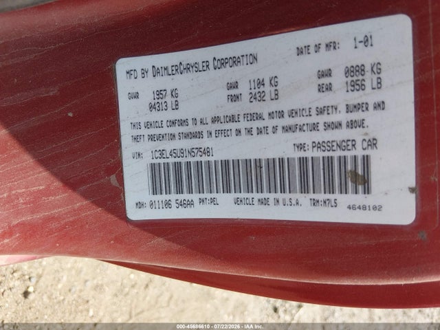 2001 Chrysler SEBRING LX 照片 9
