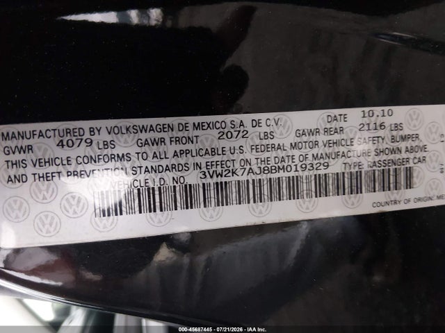 صورة 9 لـ 2011 Volkswagen JETTA 2.0L S