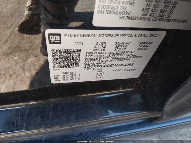 2021 CHEVROLET SILVERADO 1500 2WD SHORT BED LT 9