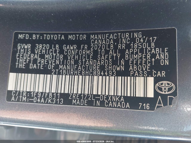 2017 TOYOTA COROLLA LE 9