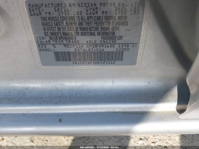 2017 Nissan VERSA 1.6 SV photo 9