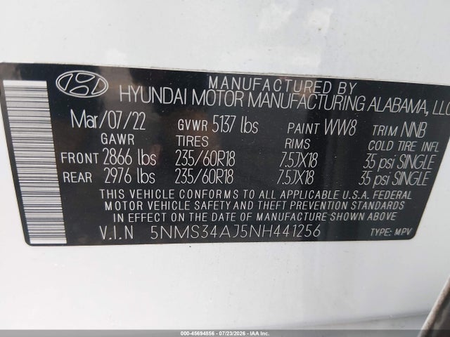 2022 HYUNDAI SANTA FE SEL 9