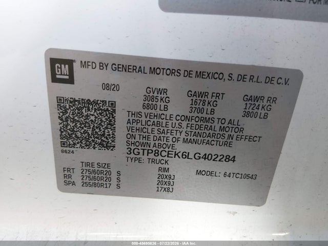 2020 GMC SIERRA 1500 2WD SHORT BOX ELEVATION — фото 9