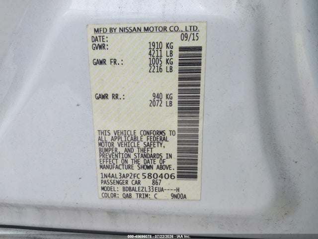 صورة 9 لـ 2015 Nissan ALTIMA 2.5 S