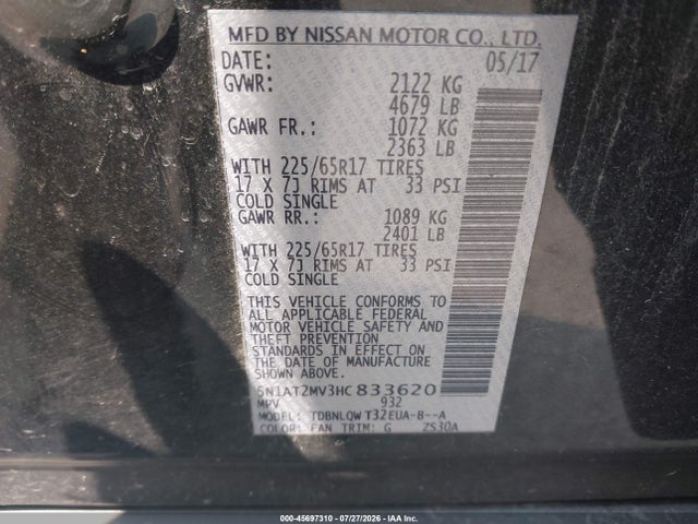 2017 NISSAN ROGUE SV 9