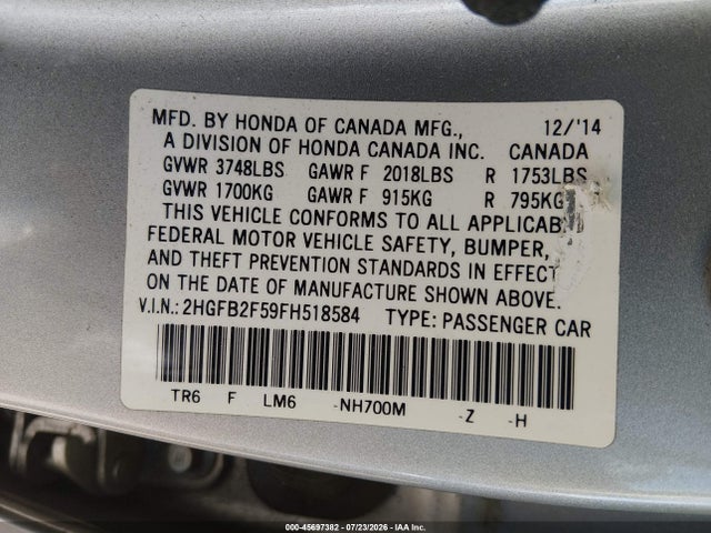 2015 Honda CIVIC LX 照片 9