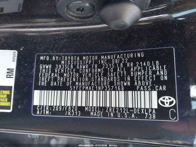 2022 TOYOTA COROLLA LE 9