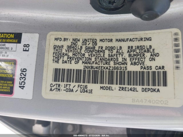2010 Toyota COROLLA LE 照片 9