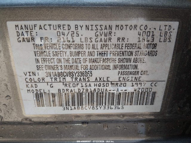 2025 NISSAN SENTRA SV 9