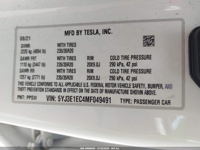 2021 TESLA MODEL 3 PERFORMANCE DUAL MOTOR ALL-WHEEL DRIVE 9
