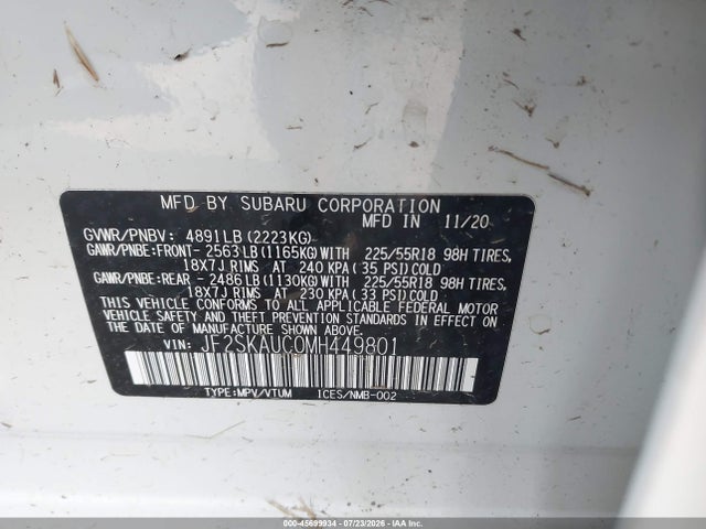 2021 SUBARU FORESTER LIMITED 9