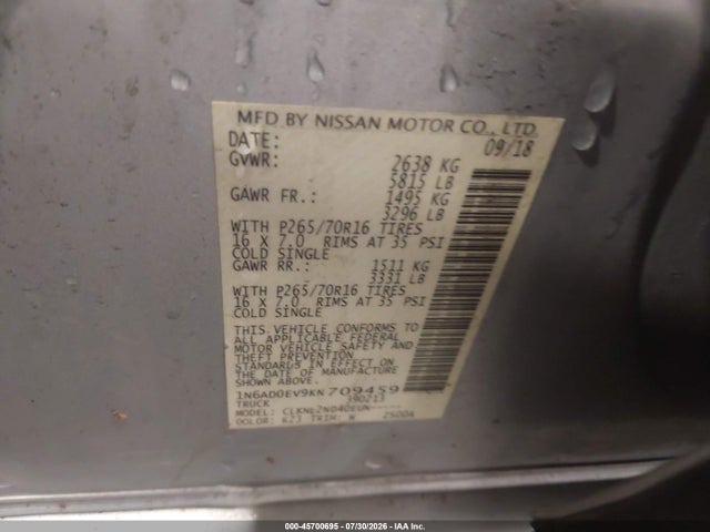 2019 NISSAN FRONTIER SV 9