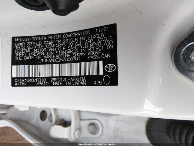 2022 TOYOTA COROLLA HYBRID LE 9
