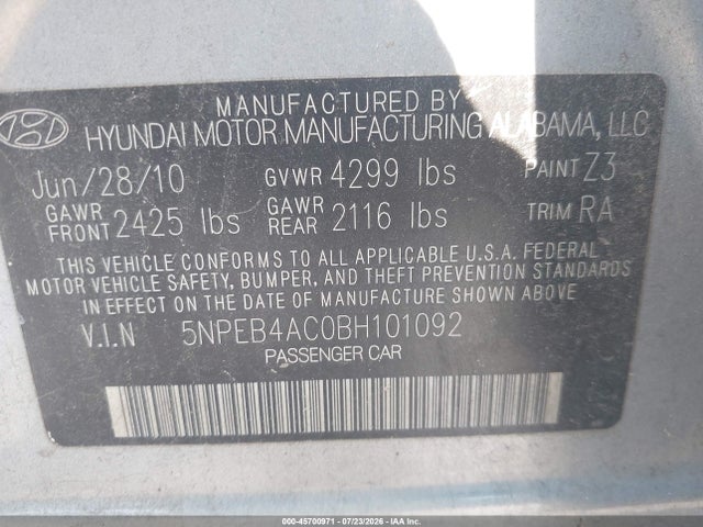 2011 Hyundai SONATA GLS — фото 9